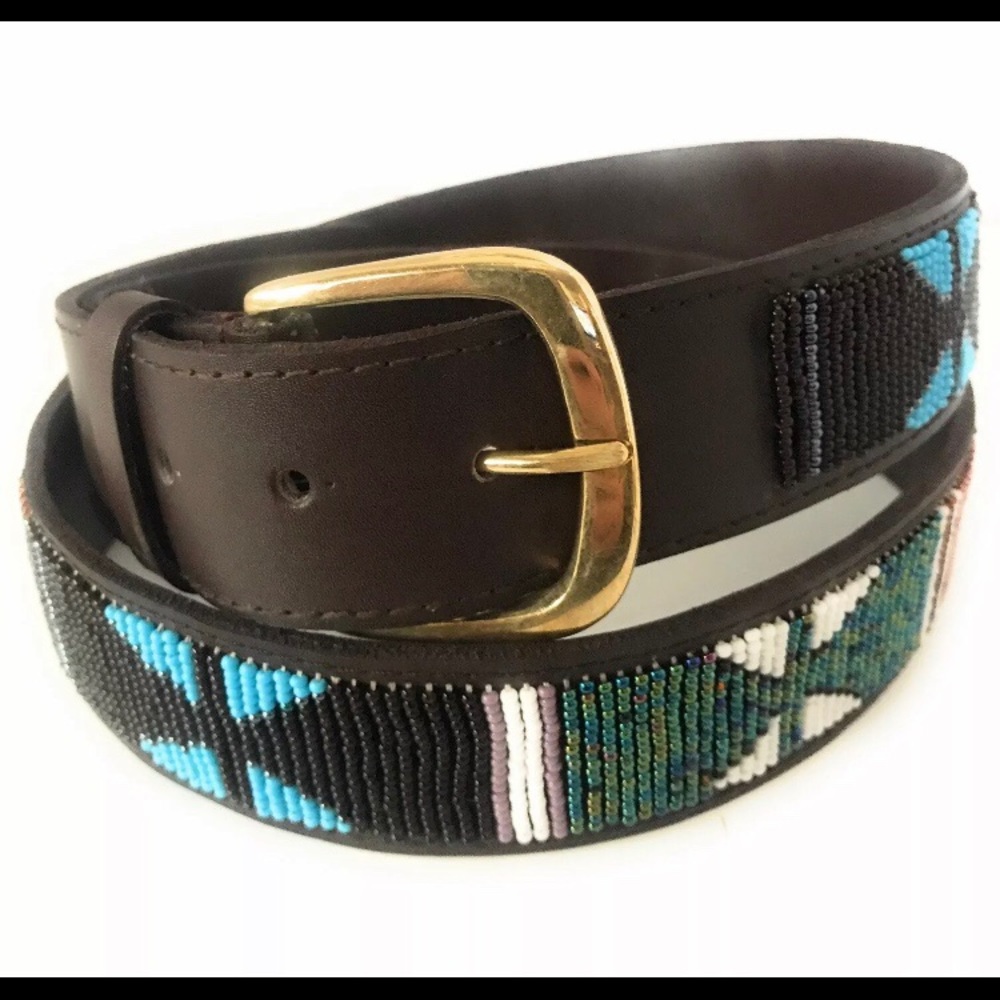 Hand beaded Leather Masai Belt.